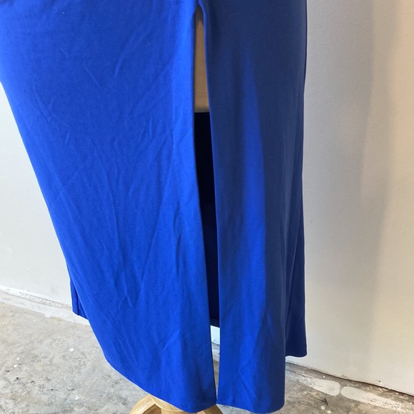 Zara Long Dress w/ Ruching and Slit in Skirt Royal Blue. Zip up Side NWT XL - Picture 4 of 8